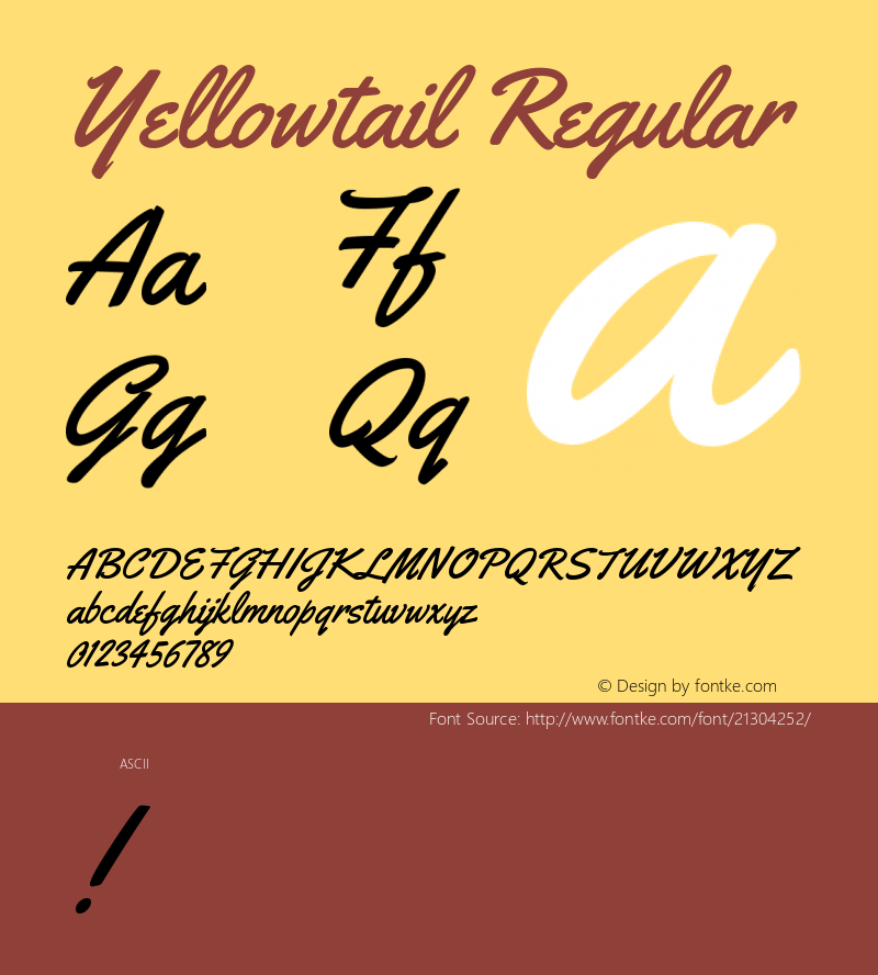 Yellowtail Regular  Font Sample