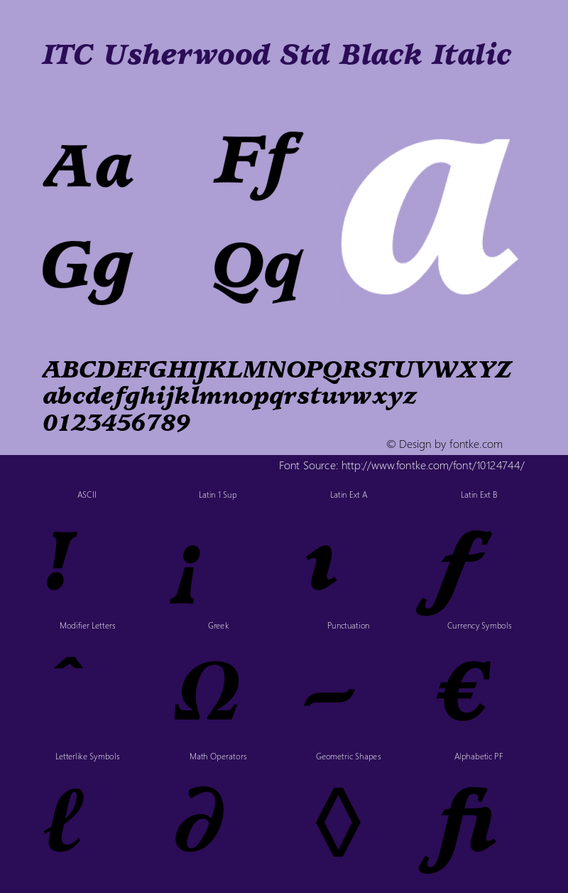 ITC Usherwood Std Black Italic OTF 1.018;PS 001.001;Core 1.0.31;makeotf.lib1.4.1585 Font Sample