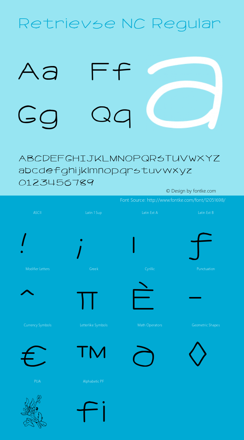 Retrievse NC Regular Version 1.000 2010 initial release Font Sample