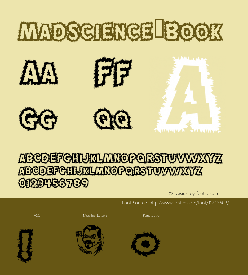 MadScience Book Version Macromedia Fontograp Font Sample