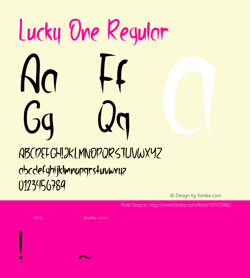 Lucky One Version 1.000 Font Sample