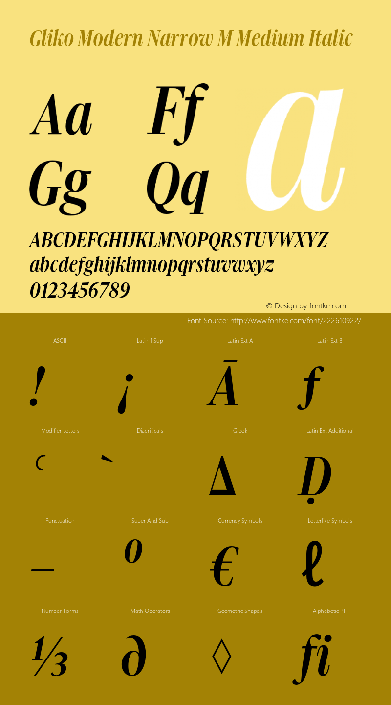 GlikoModernNarrowM-MediumItalic Version 2.001图片样张