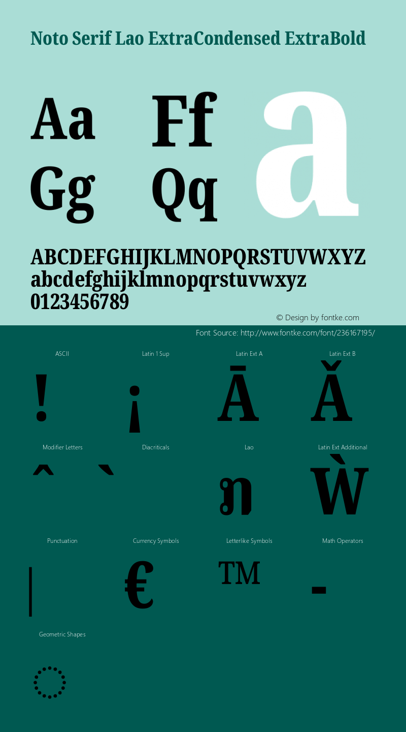 Noto Serif Lao ExtraCondensed ExtraBold Version 2.002图片样张