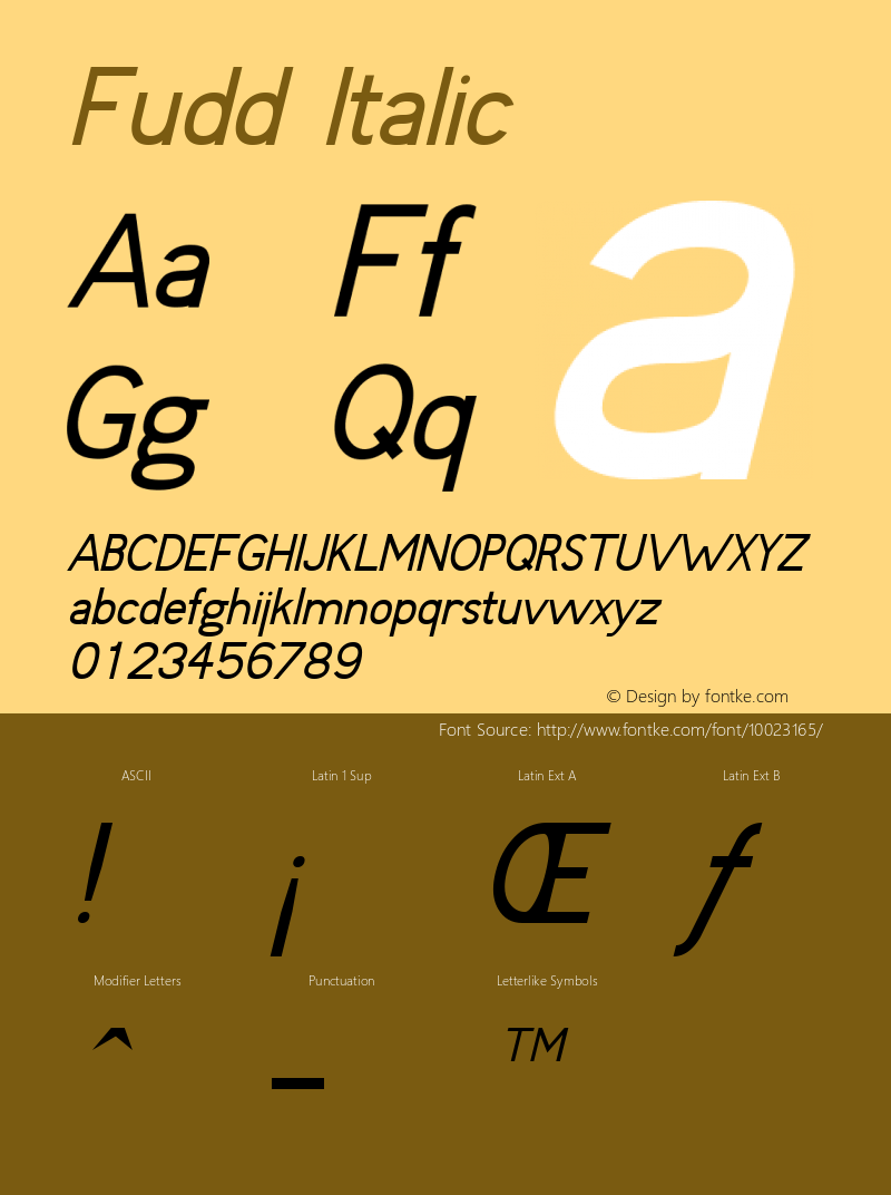 Fudd Italic Version 1.03 Font Sample