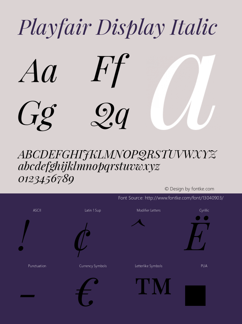 Playfair Display Italic Version 1.002;PS 001.002;hotconv 1.0.70;makeotf.lib2.5.58329 Font Sample