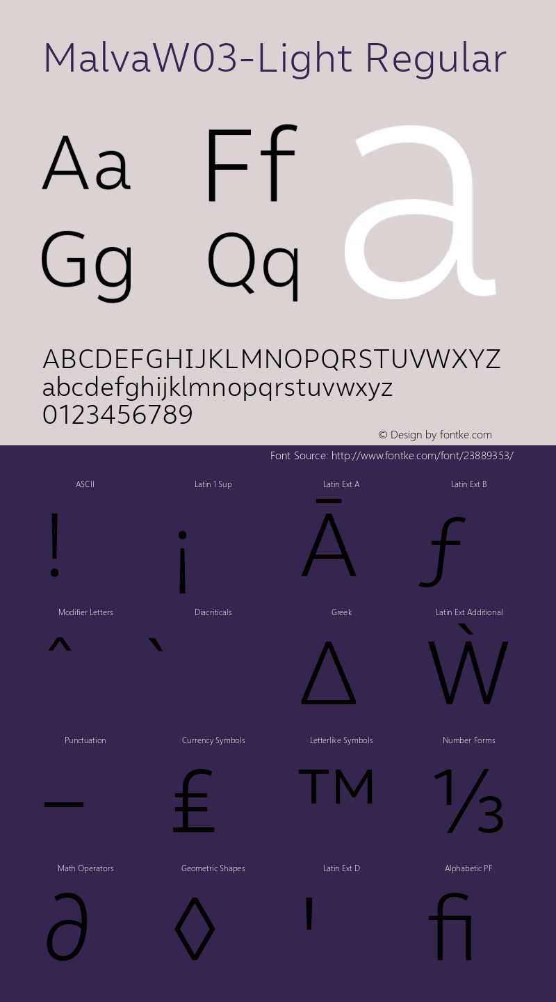 Malva W03 Light Version 1.00 Font Sample