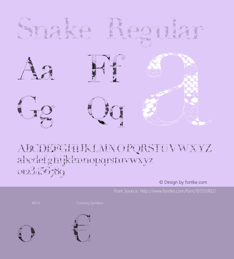 Snake Regular Version 1.000 Font Sample