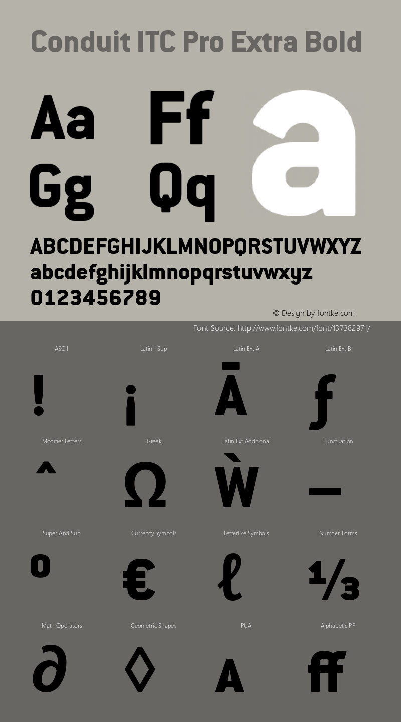 ConduitITCPro-ExtraBold Version 1.00; 2007 Font Sample