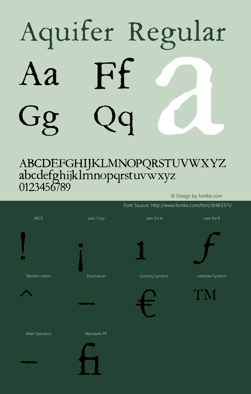 Aquifer Regular Unknown Font Sample