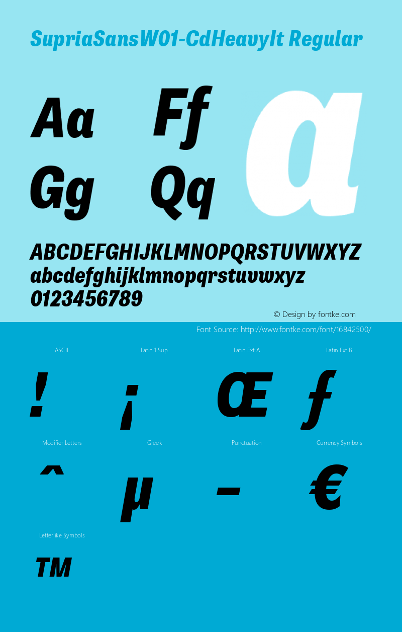 SupriaSansW01-CdHeavyIt Regular Version 1.00 Font Sample