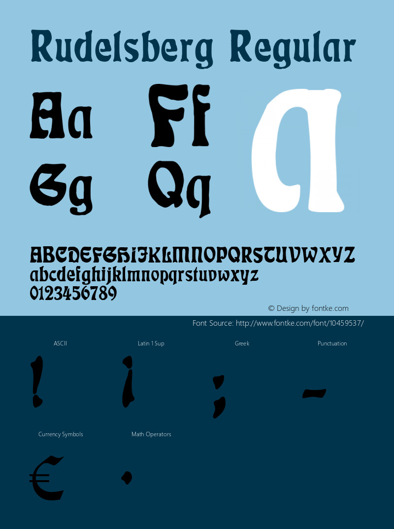 Rudelsberg Regular Version 1.0; 2002; initial release Font Sample