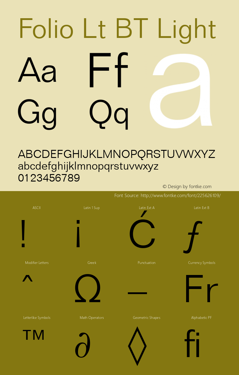 Folio Lt BT Light Version 1.01 emb4-OT图片样张