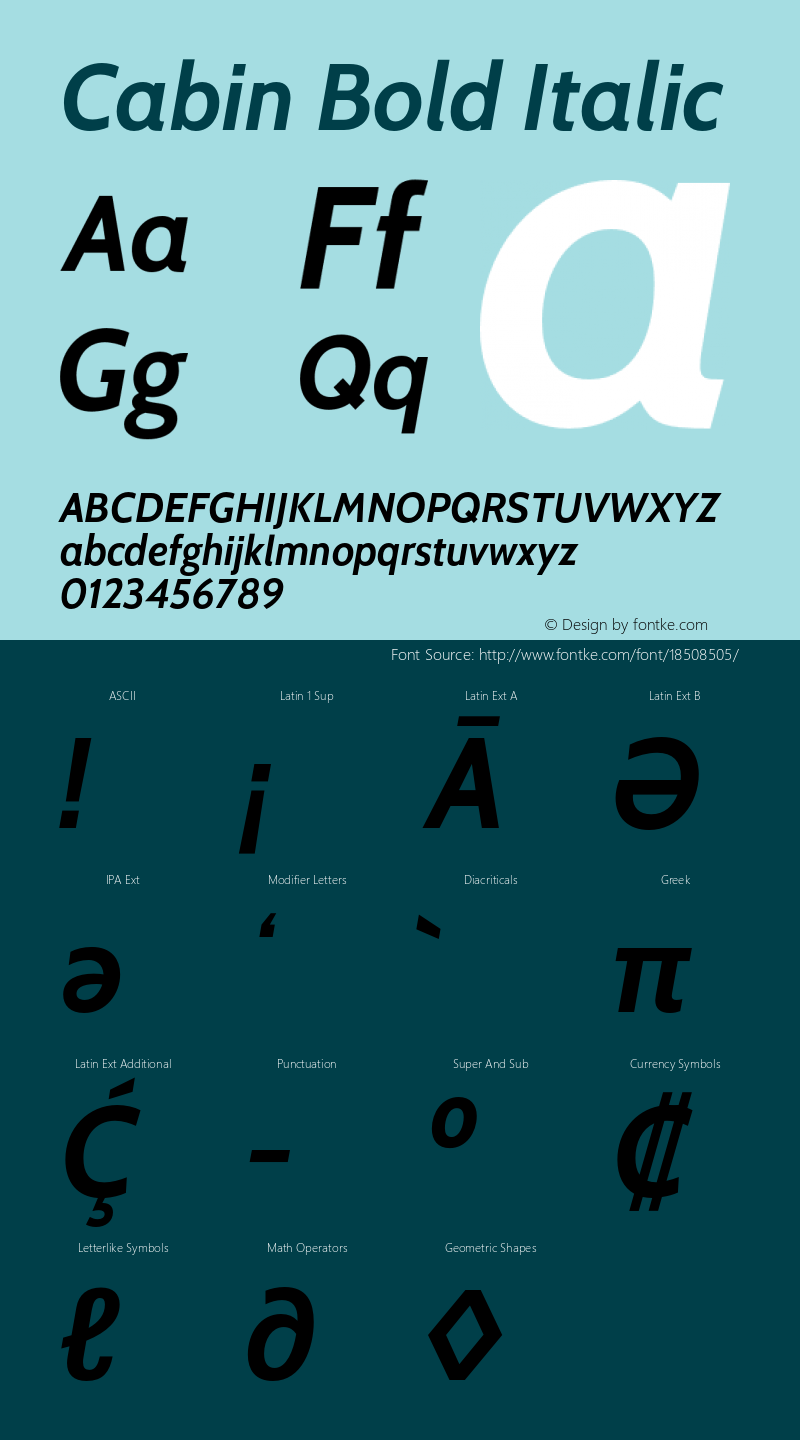 Cabin Bold Italic Version 2.000;PS 002.000;hotconv 1.0.88;makeotf.lib2.5.64775 Font Sample