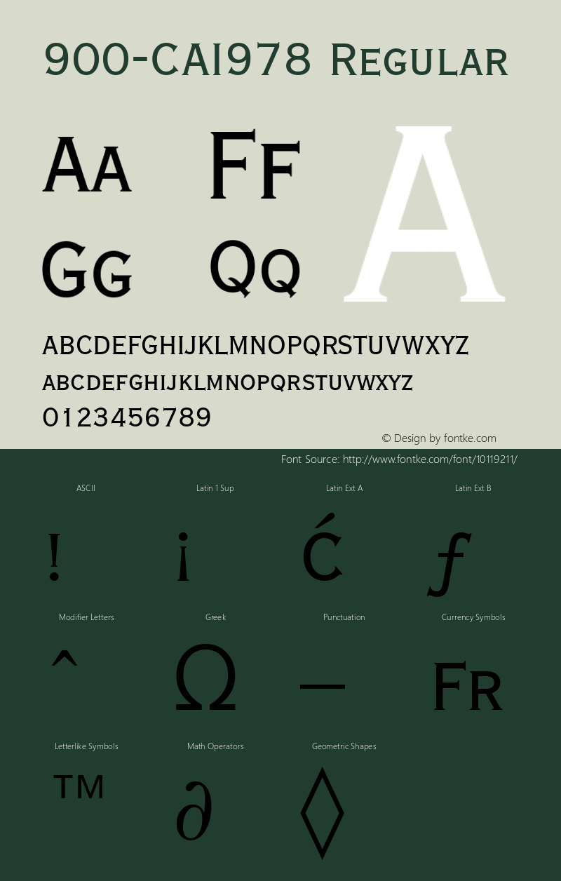 900-CAI978 Regular Version 1.00 January 5, 1993, initial release Font Sample