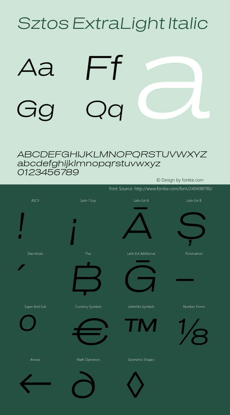 Sztos ExtraLight Italic Version 1.000;Glyphs 3.1.2 (3151)图片样张