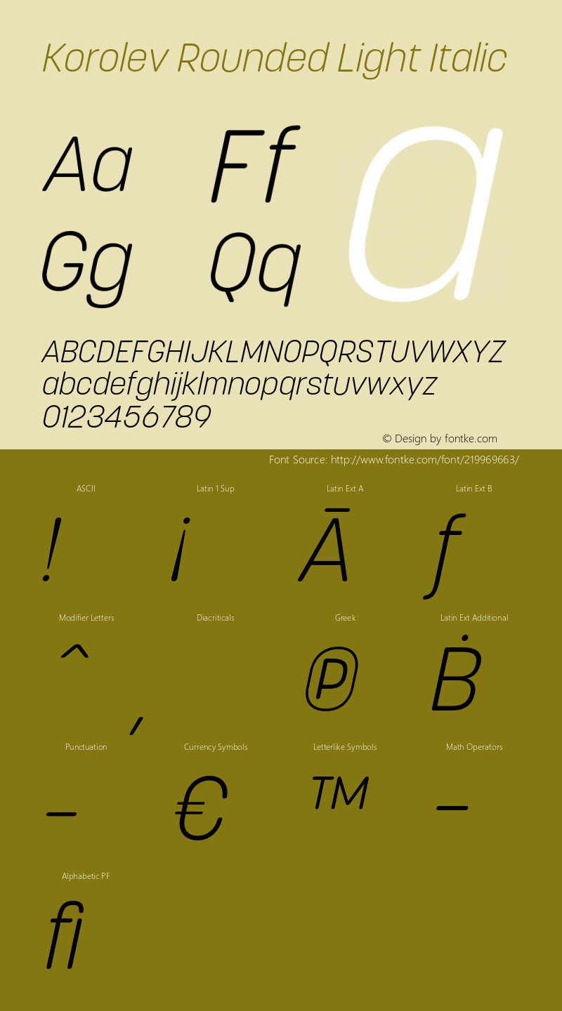 Korolev Rounded Light Italic Version 2.000;hotconv 1.0.109;makeotfexe 2.5.65596图片样张