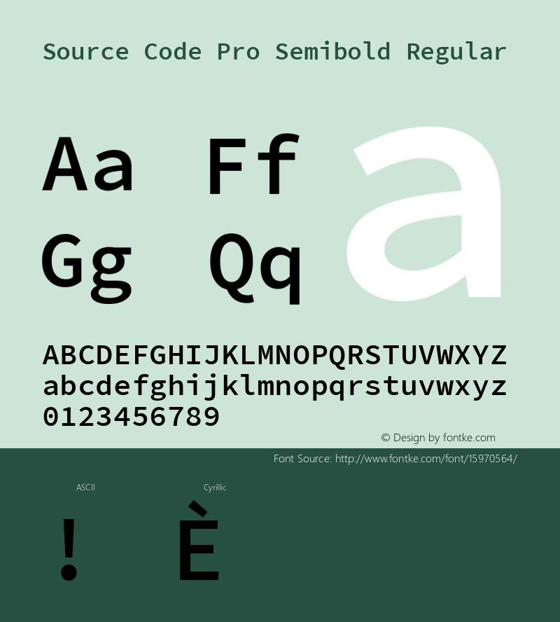 Source Code Pro Semibold Regular Version 2.010;PS 1.0;hotconv 1.0.84;makeotf.lib2.5.63406; ttfautohint (v1.4.1) Font Sample