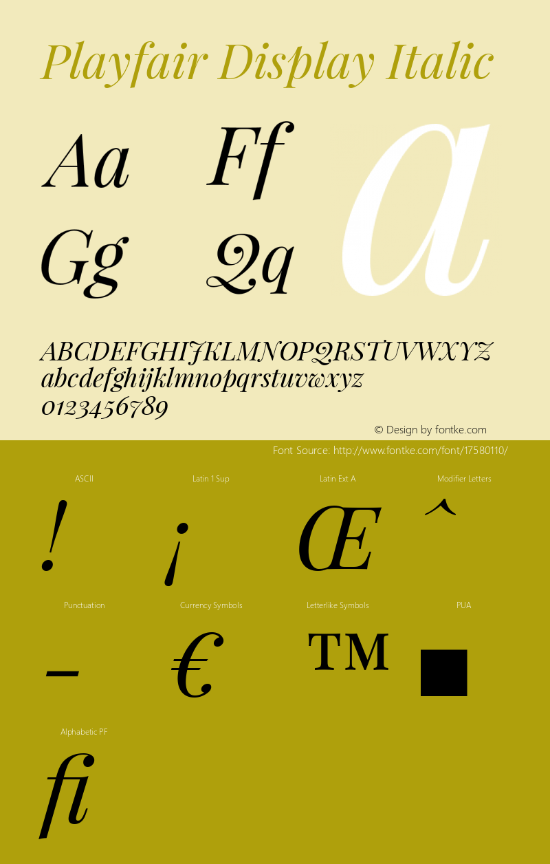 Playfair Display Italic Version 1.002;PS 001.002;hotconv 1.0.70;makeotf.lib2.5.58329 Font Sample