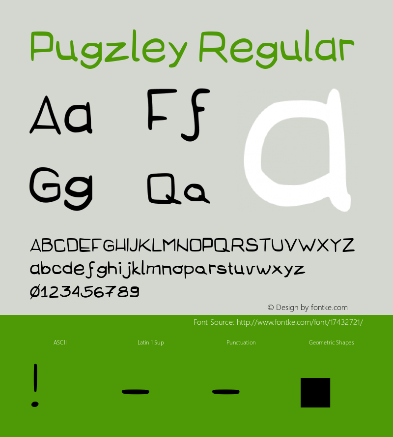 Pugzley Regular Version 2 Font Sample