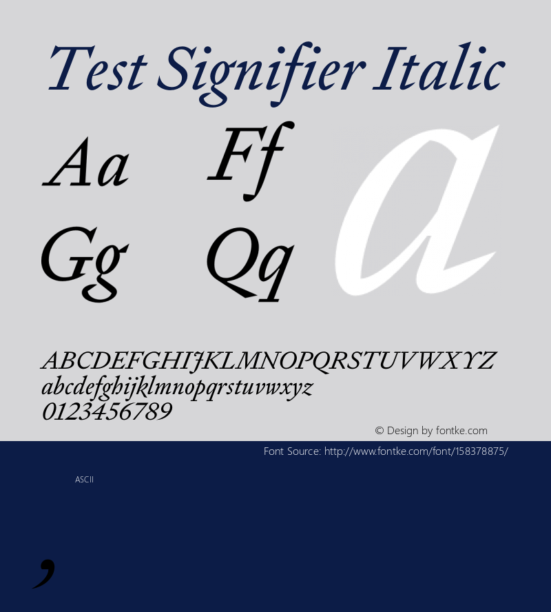Test Signifier Italic Version 1.004;hotconv 1.0.113;makeotfexe 2.5.65598 Font Sample