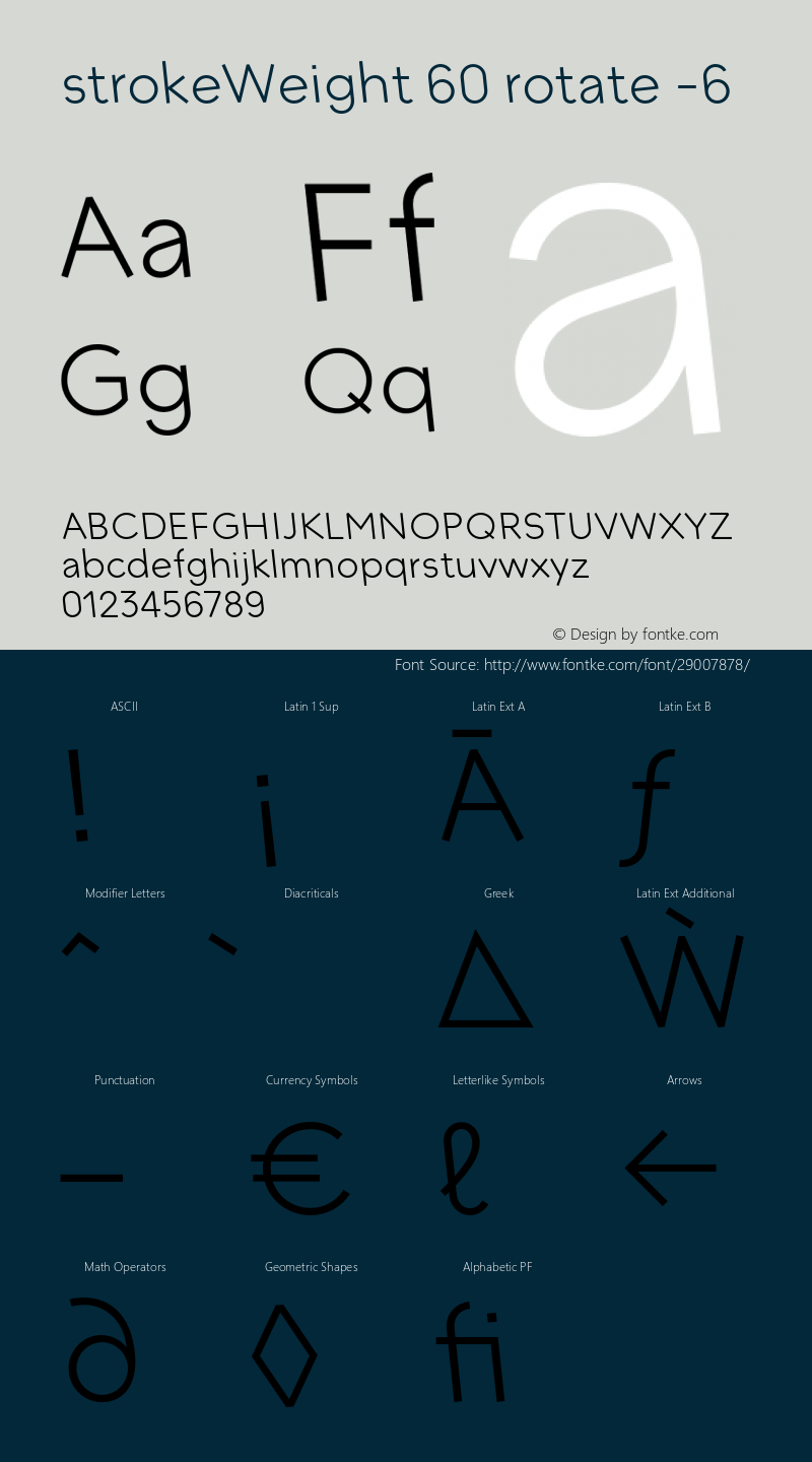 strokeWeight-060rotateL06 Version 1.007 Font Sample
