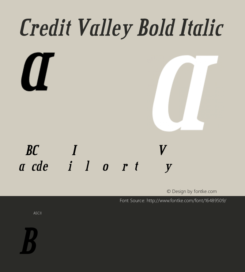 Credit Valley Bold Italic Version 2.000 2004 Font Sample