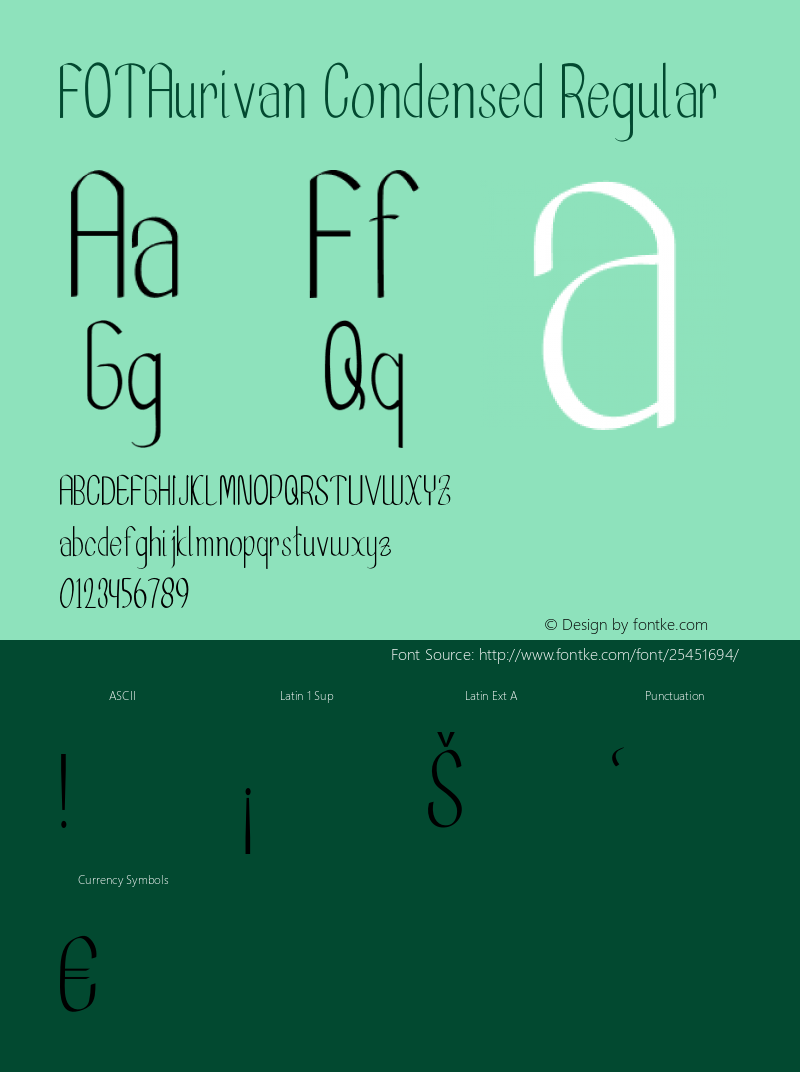 FOTAurivan-CondensedRegular Version 1.000 Font Sample