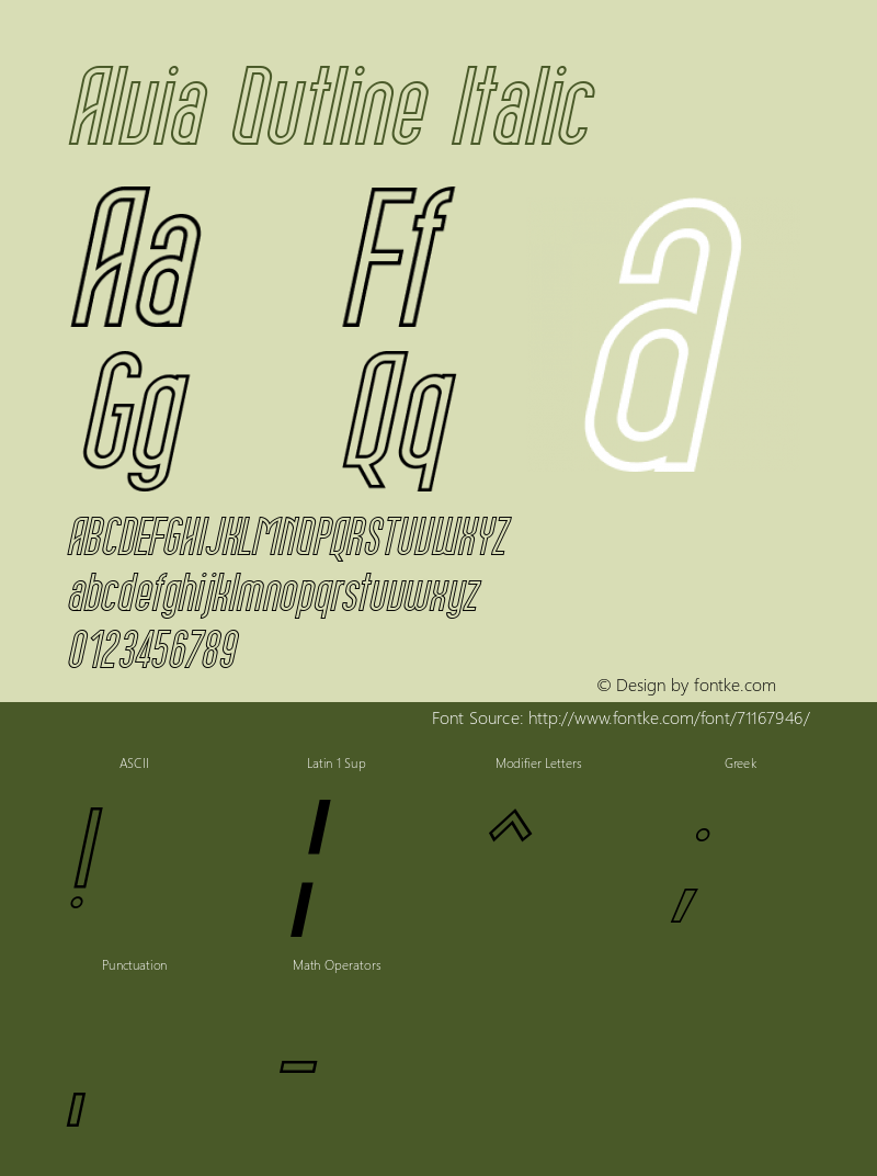 Alvia Outline Italic Version 1.00;July 8, 2020;FontCreator 11.5.0.2422 64-bit Font Sample