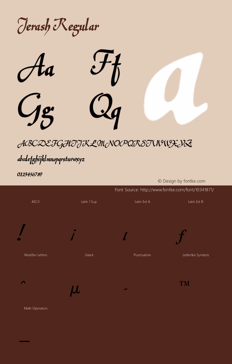 Jerash Regular Macromedia Fontographer 4.1.4 12/28/00 Font Sample