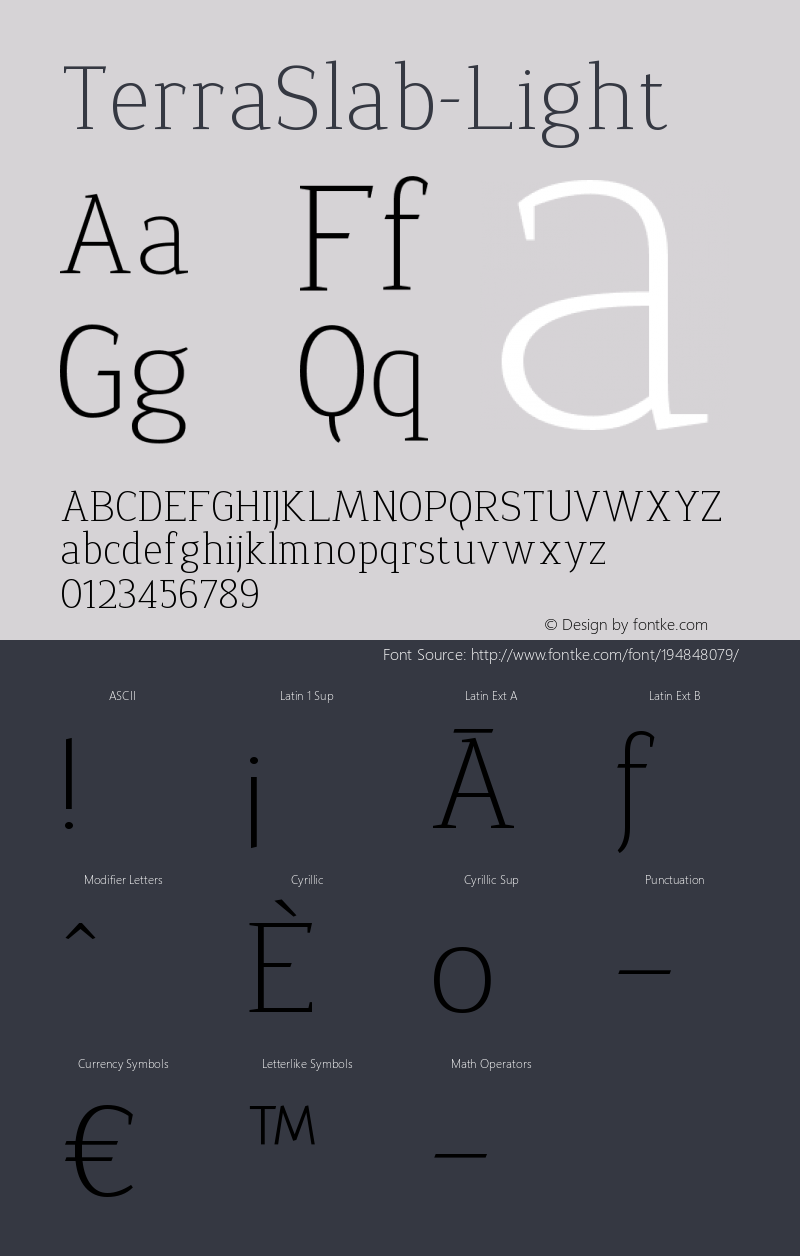 ☞TerraSlab-Light Version 1.000;PS 001.001;Core 1.0.38; ttfautohint (v1.5);com.myfonts.easy.konstantynov.terra-slab.light.wfkit2.version.2sFG图片样张