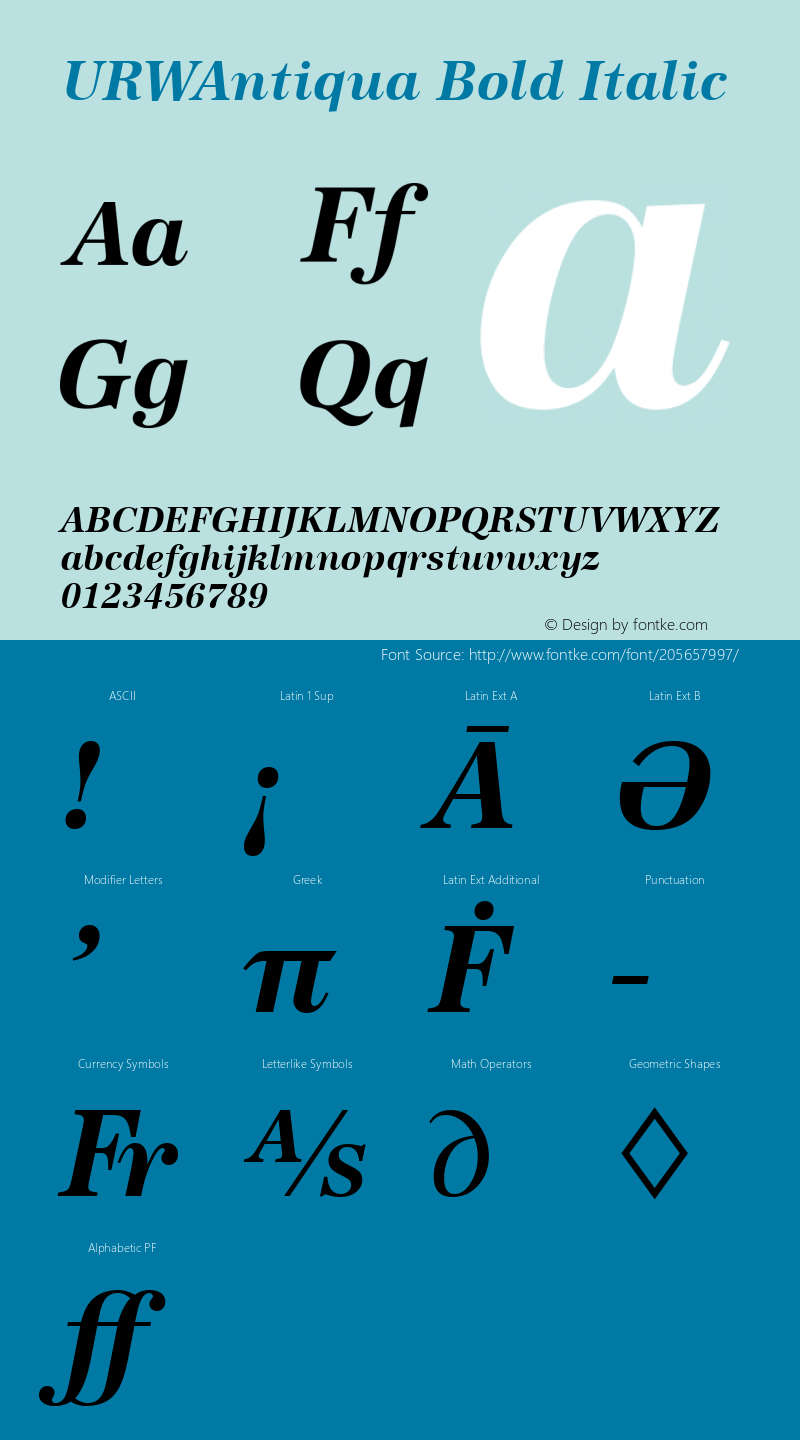 URWAntiqua Bold Italic Version 1.00图片样张