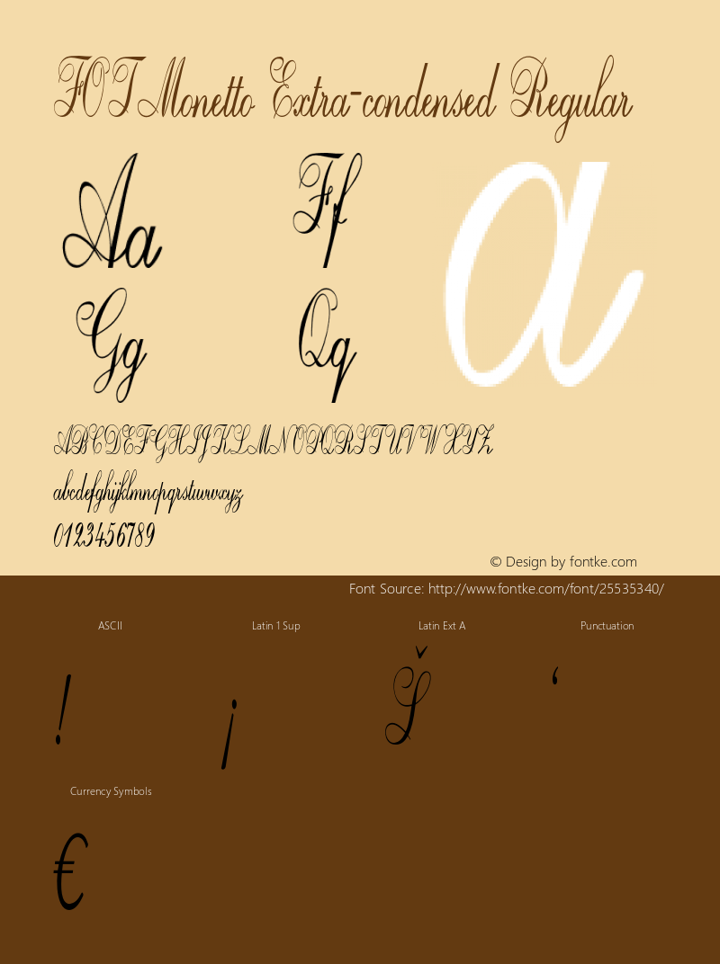 FOTMonetto-ExtracondensedRegular Version 1.000 Font Sample