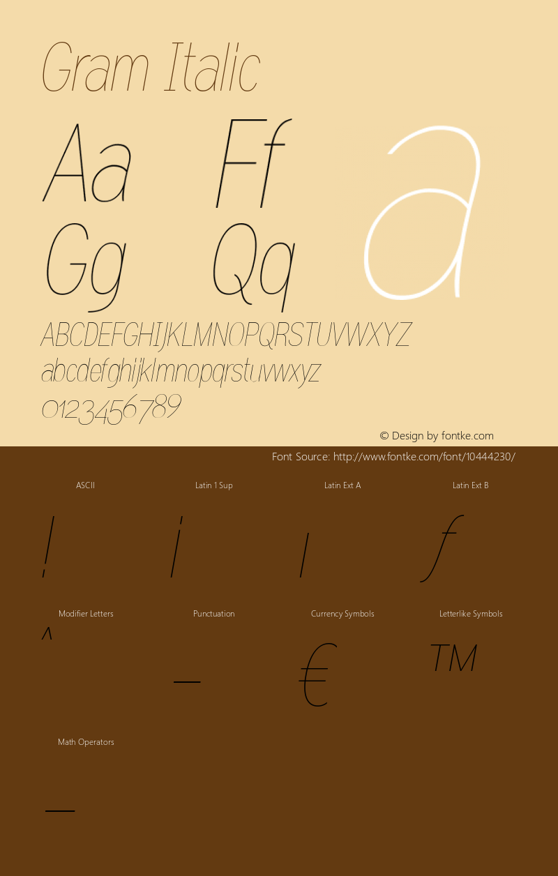 Gram Italic Version 1.000 Font Sample