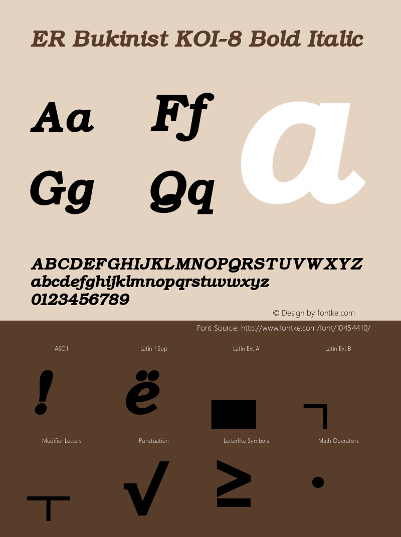 ER Bukinist KOI-8 Bold Italic 4.2 from Ache Font Sample