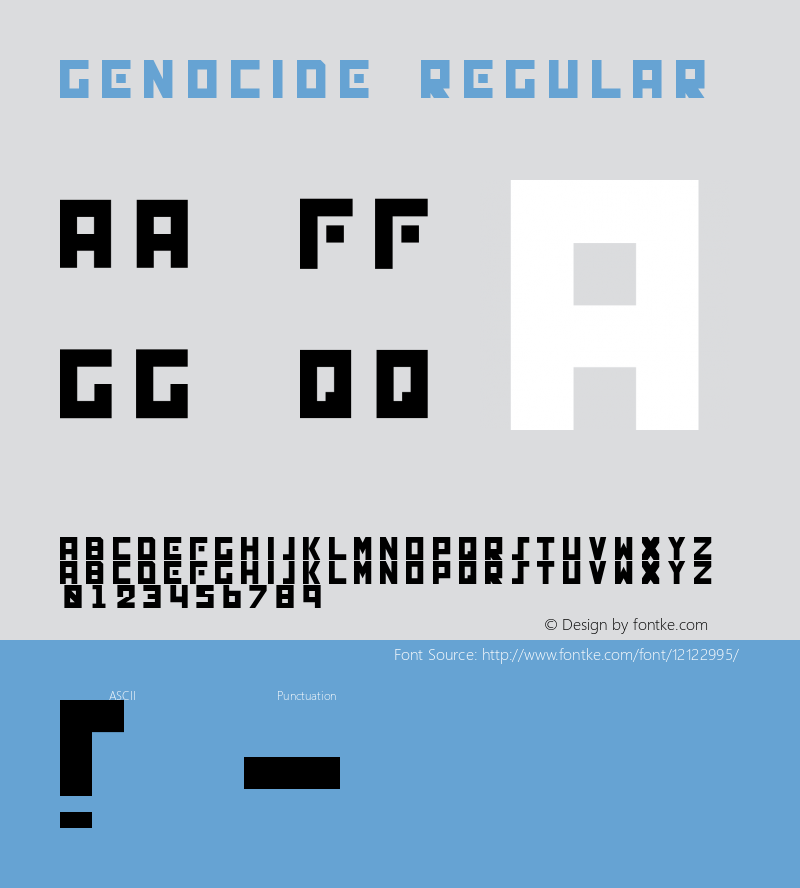 GENOCIDE Regular Macromedia Fontographer 4.1J 01.5.10 Font Sample