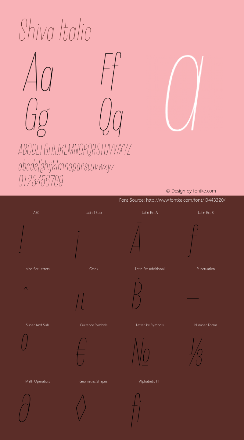 Shiva Italic Version 1.000 Font Sample