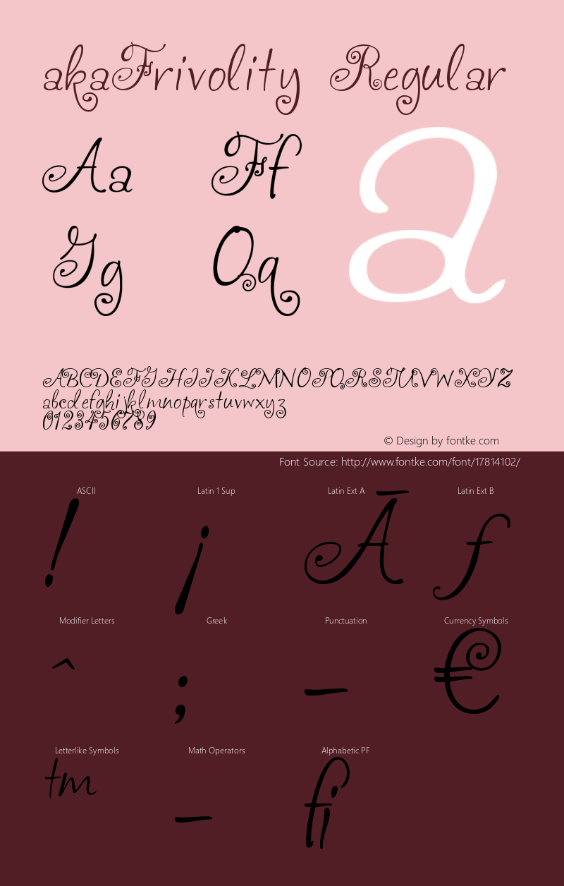 akaFrivolity Regular OTF 1.000;PS 001.000;Core 1.0.29 Font Sample