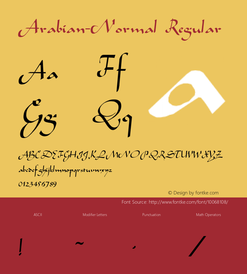 Arabian-Normal Regular Converted from D:\TEMP\ARABIAN-.TF1 by ALLTYPE Font Sample