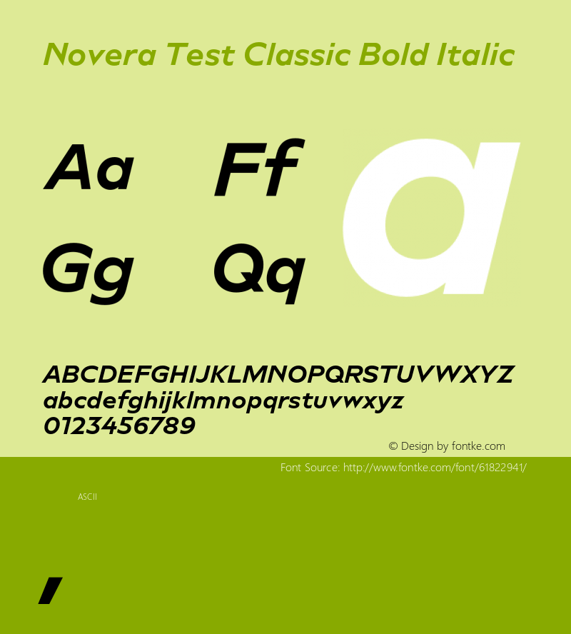 Novera Test Classic Bold Italic Version 1.000;hotconv 1.0.109;makeotfexe 2.5.65596 Font Sample