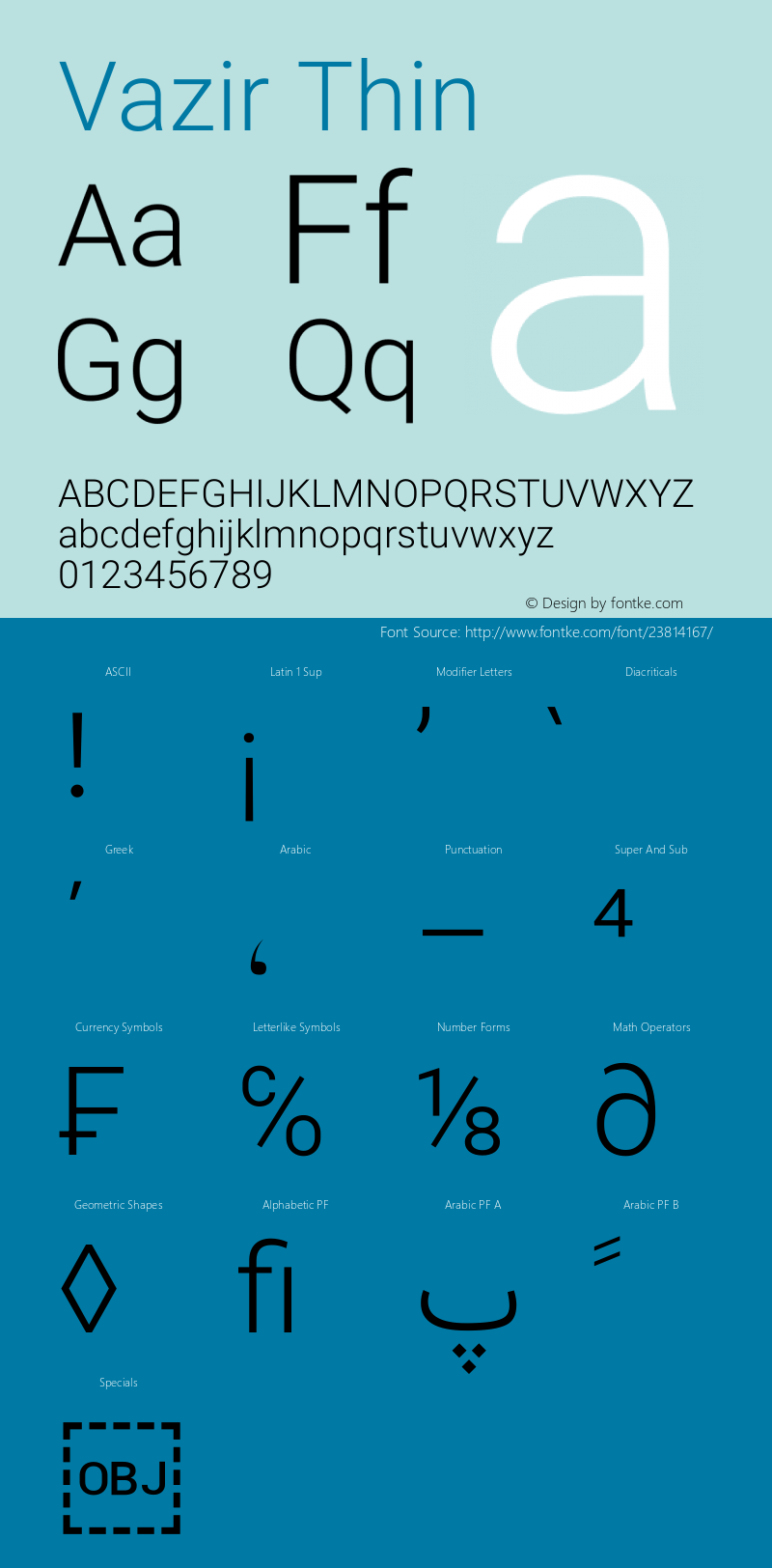 Vazir Thin Version 15.0.0 Font Sample