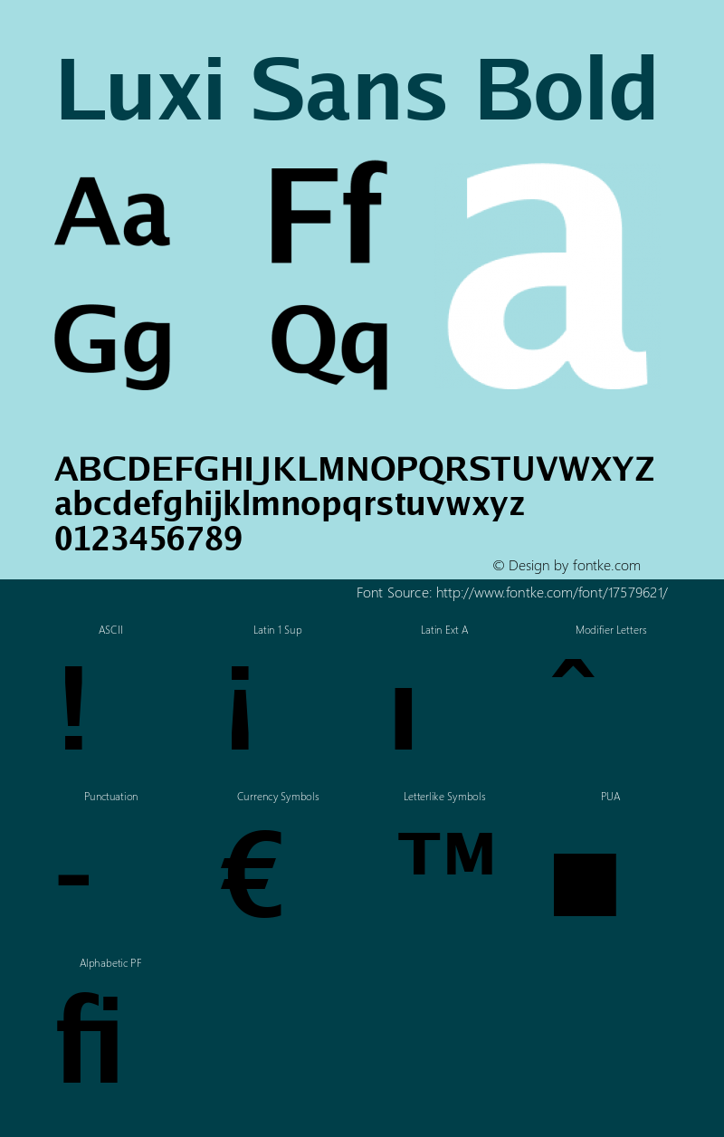 Luxi Sans Bold 1.2 : October 12, 2001 Font Sample