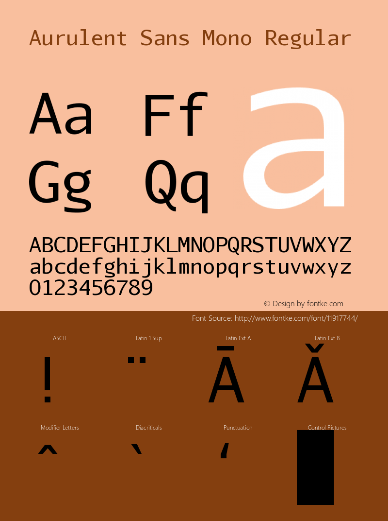 Aurulent Sans Mono Regular Version 2007.05.04 Font Sample