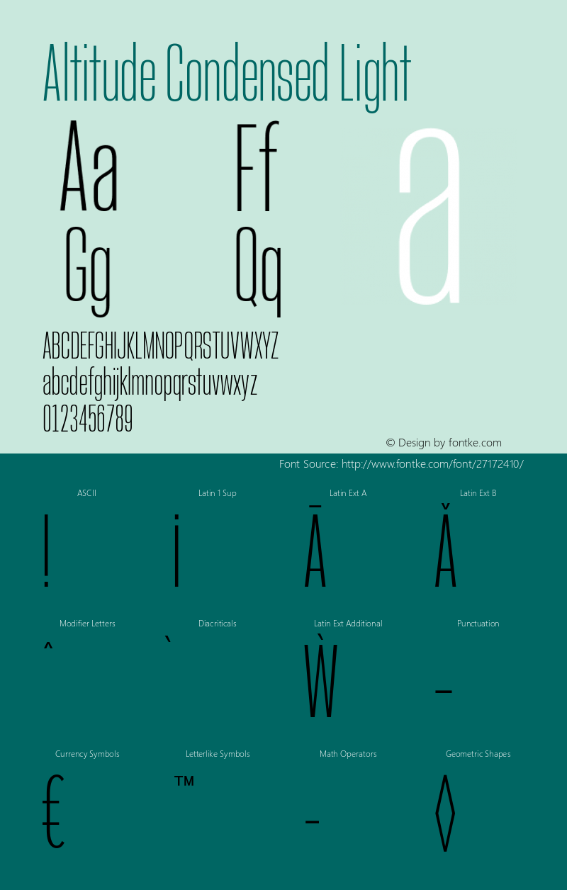 Altitude Condensed Light Version 1.100;PS 001.100;hotconv 1.0.88;makeotf.lib2.5.64775 Font Sample