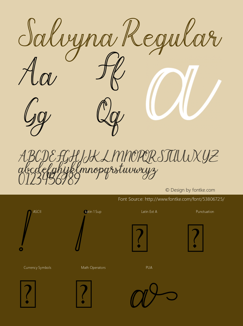 Salvyna Version 1.00;January 17, 2020;FontCreator 12.0.0.2525 64-bit Font Sample