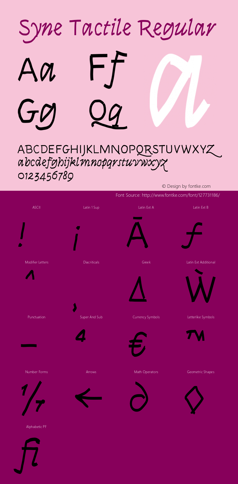 Syne Tactile Regular Version 2.100 Font Sample