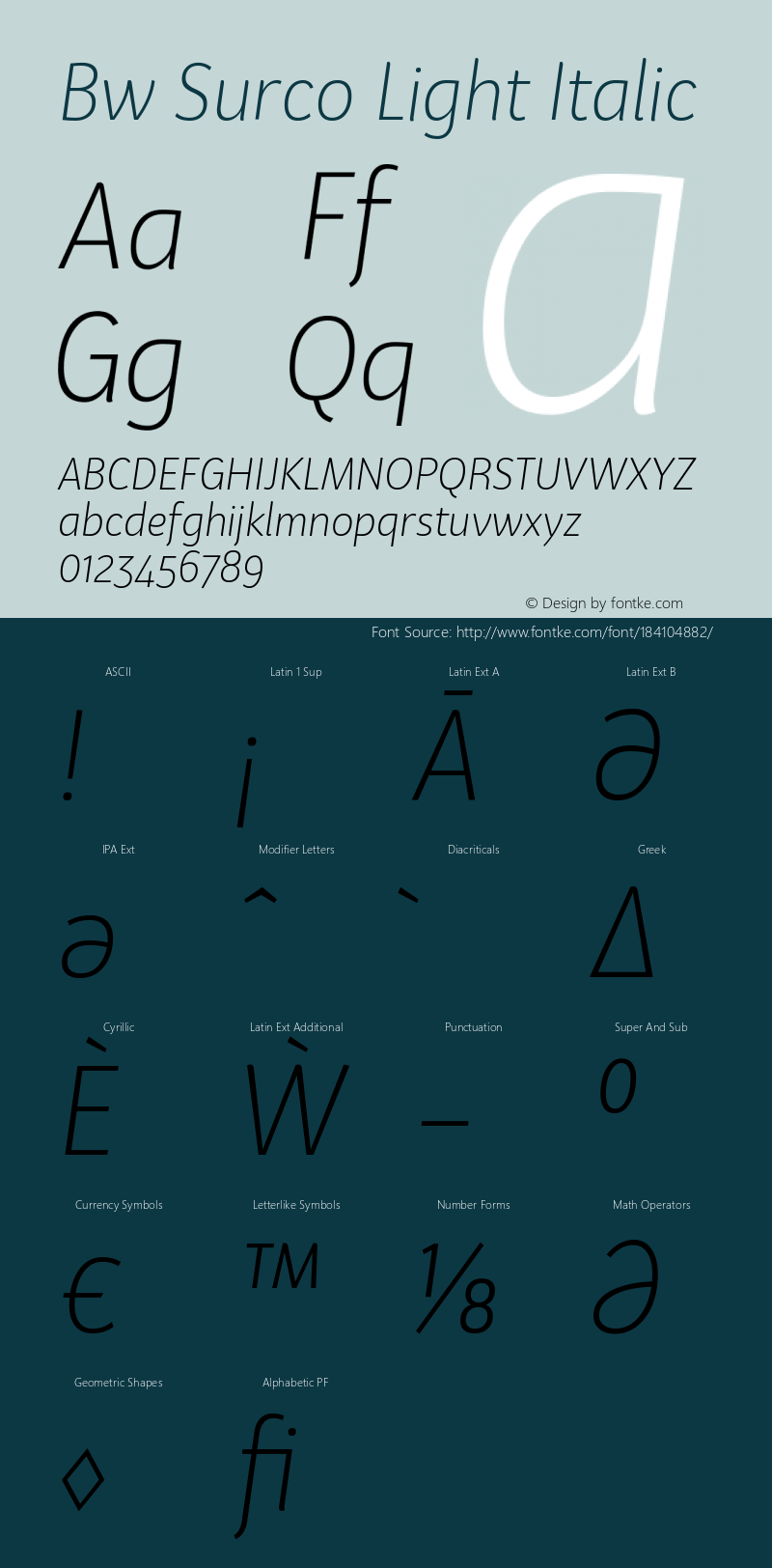 BwSurco-LightItalic Version 1.000图片样张