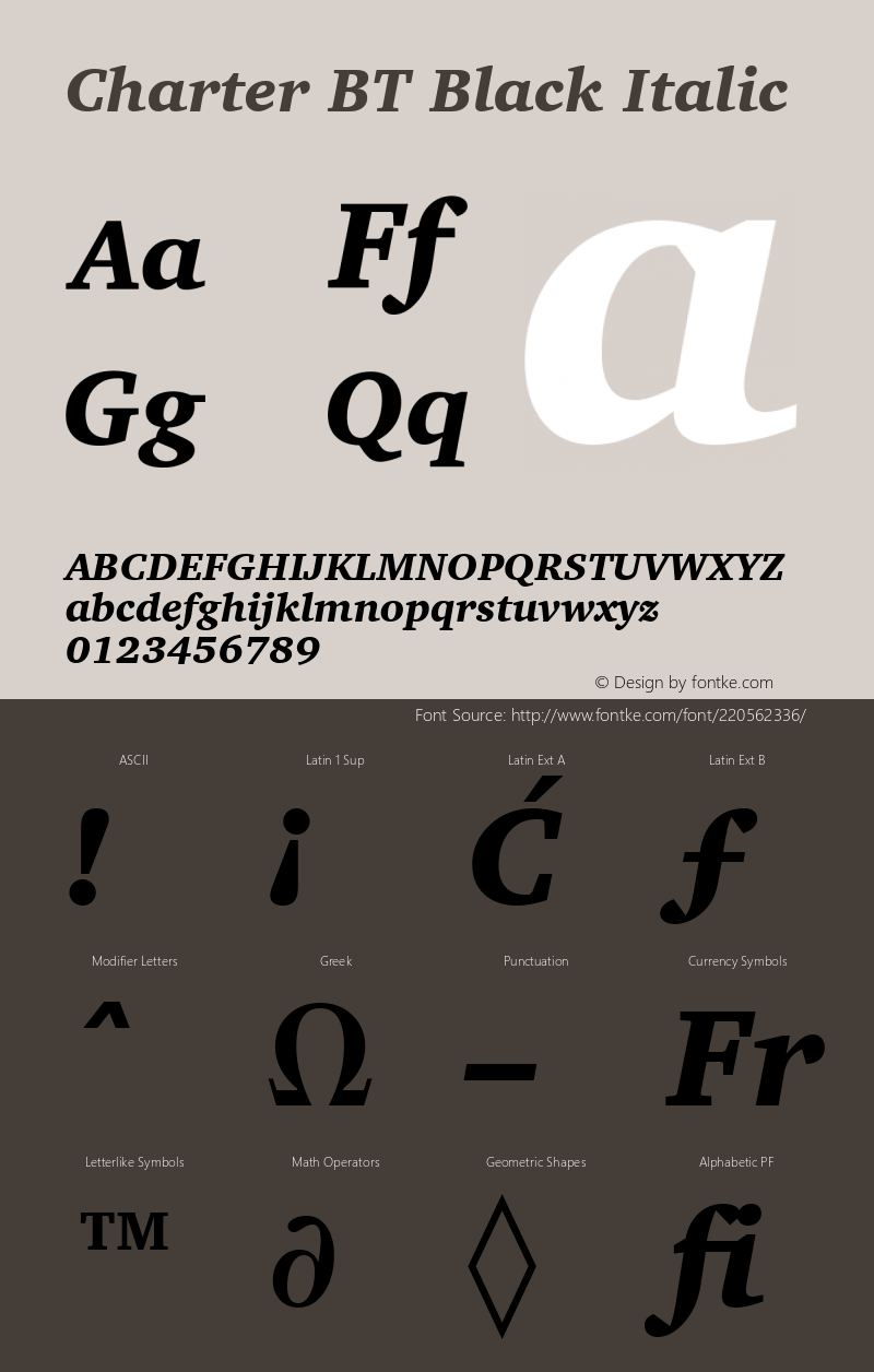 Charter BT Black Italic Version 1.01 emb4-OT图片样张