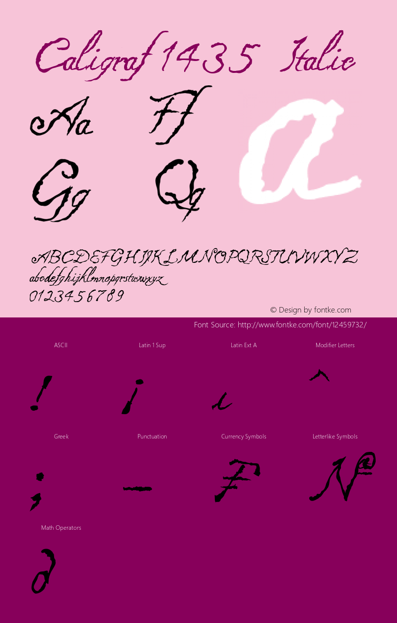Caligraf 1435 Italic Version 1.00 October 28, 2015, initial release Font Sample