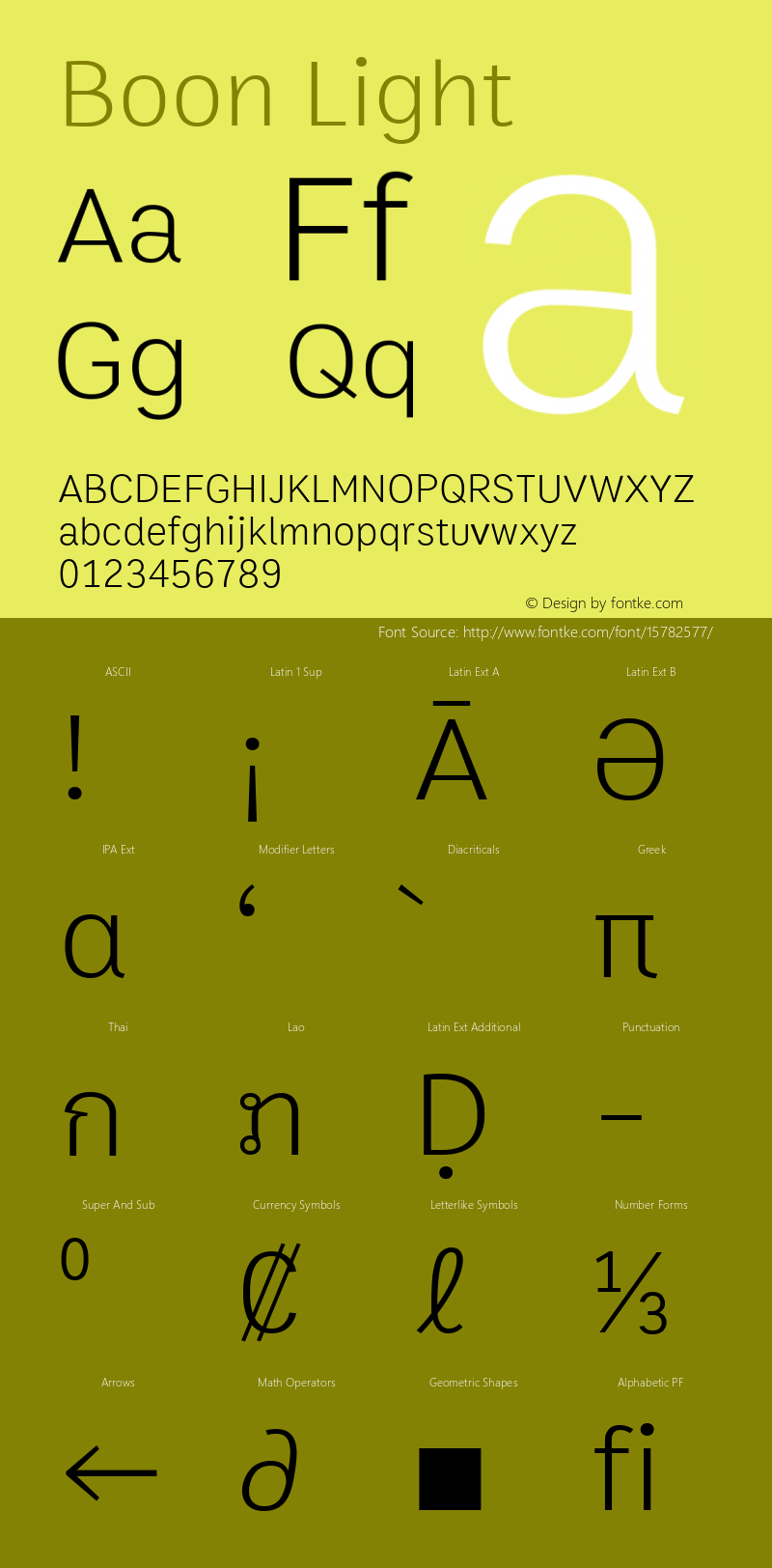 Boon Light Version 1.0-beta2 Font Sample