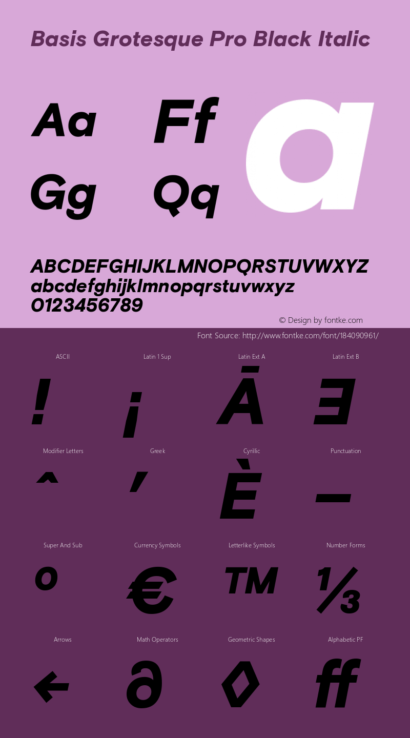 BasisGrotesquePro-BlackItalic Version 1.1 | wf-rip DC20150410图片样张